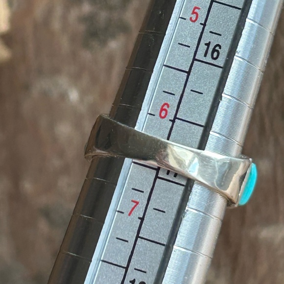 Native American Turquoise and Coral Mosaic Ring - Picture 5 of 6